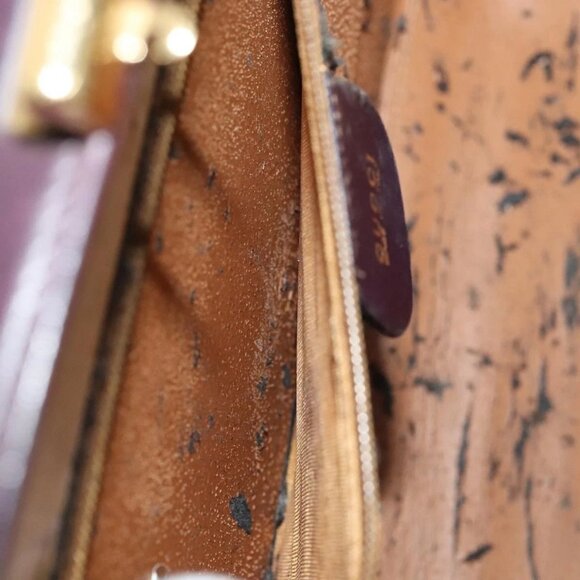 GUCCI Hand Bag Leather 2way Purple Gold Auth 107260 - Picture 10 of 16